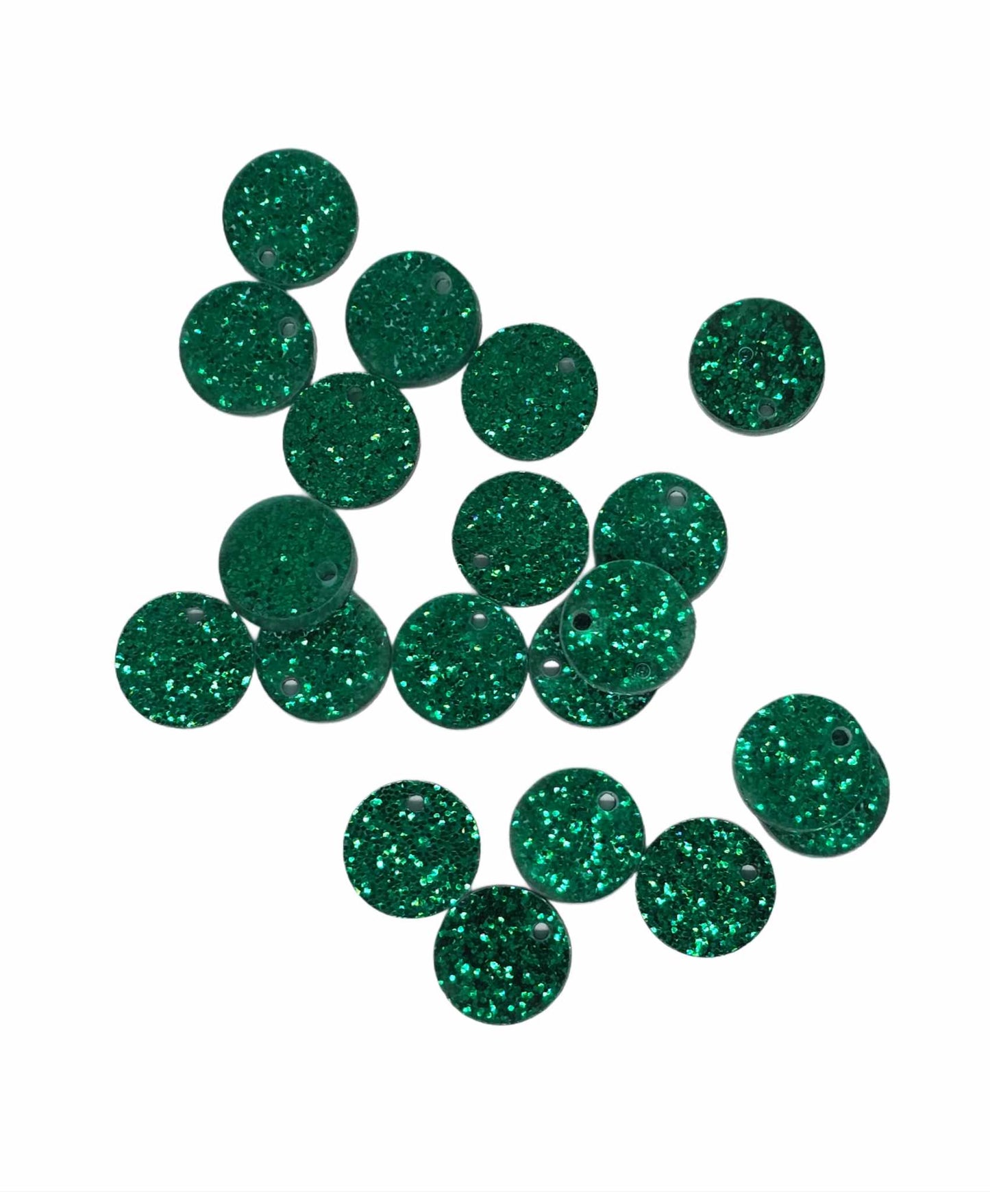 Green Round Acrylic Glitter Toppers 12mm