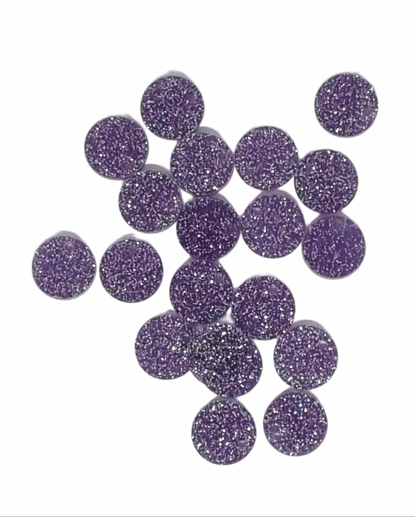 Purple Round Acrylic Glitter Toppers 12mm