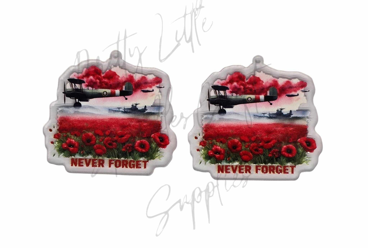 Anzac - Never Forget (Acrylic pair with hole)