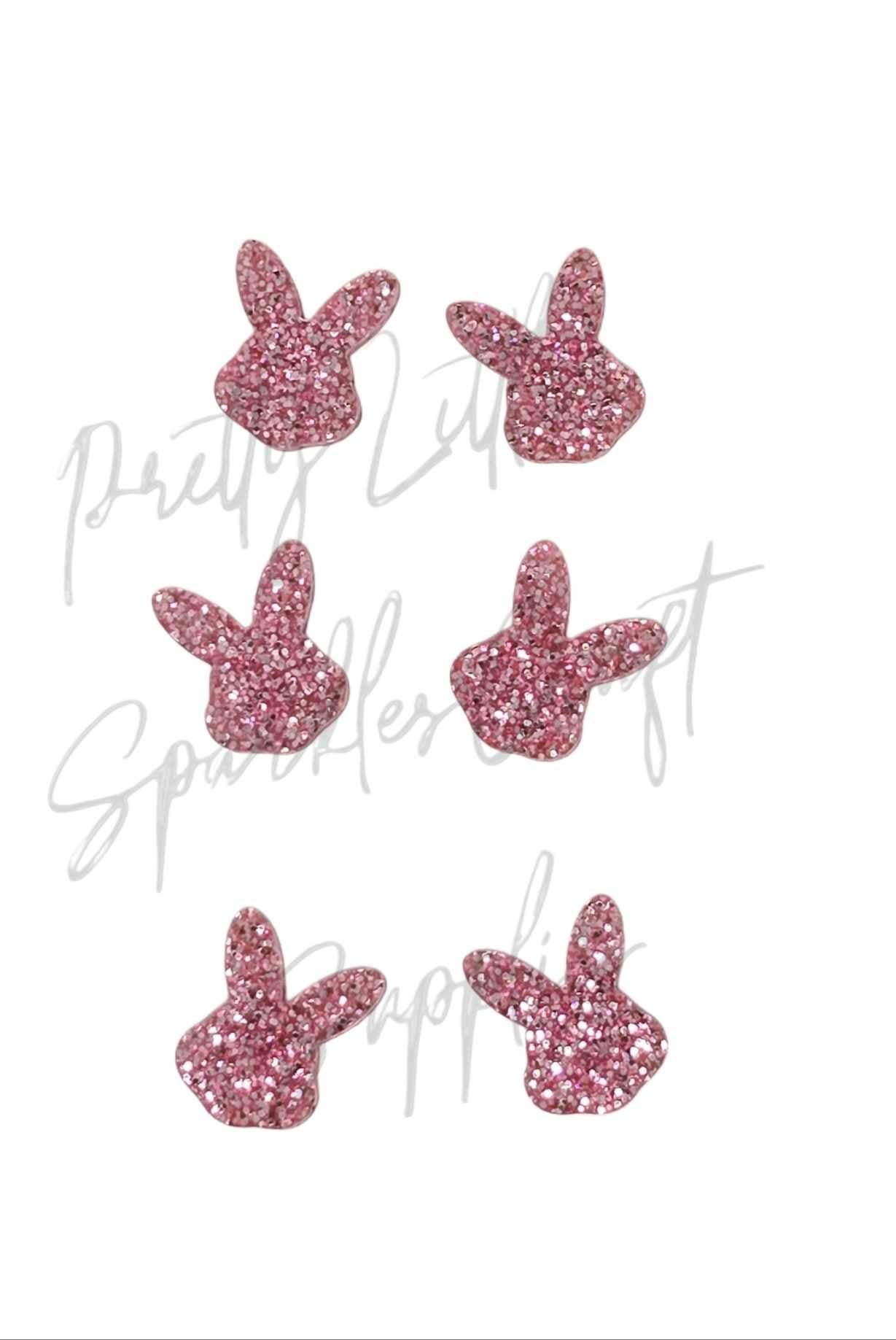 Pink Easter Bunny Head Glitter Acrylic (3 Pairs)