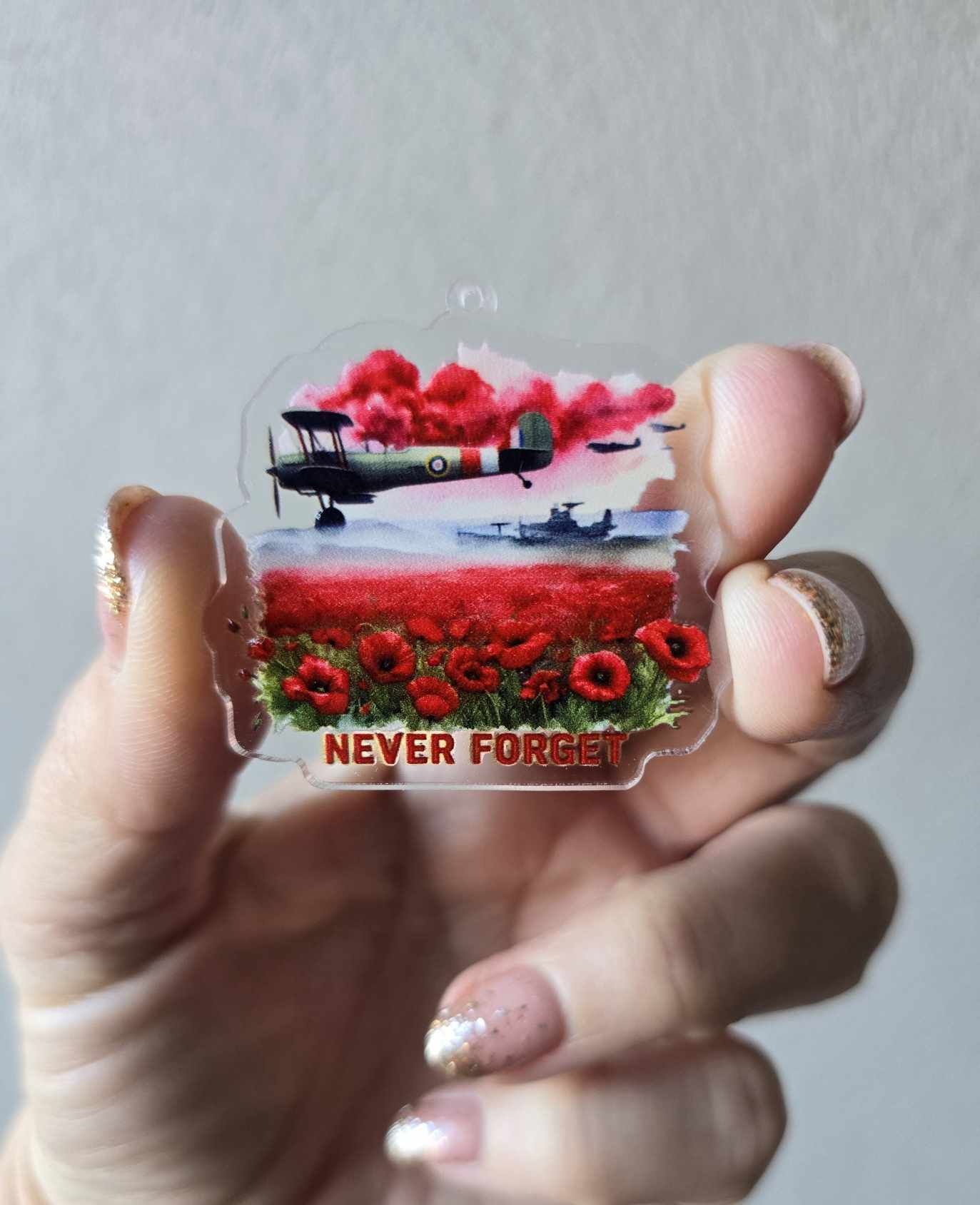 Anzac - Never Forget (Acrylic pair with hole)