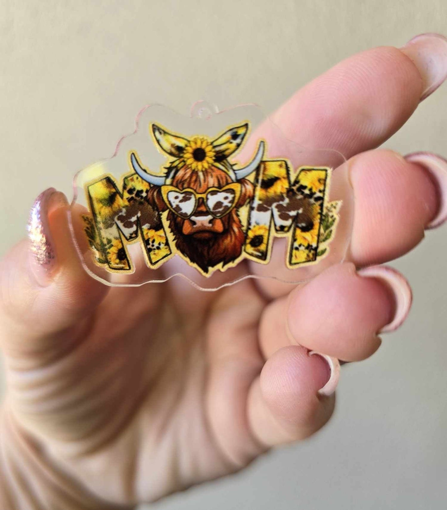 Mum - Highland Cow (Acrylic pair with hole)