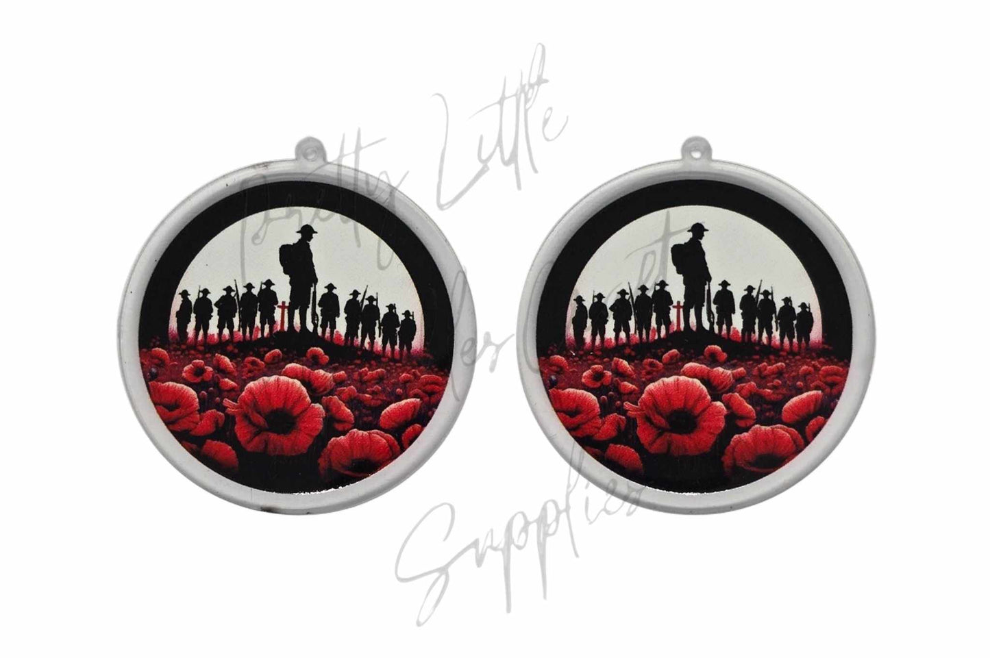 Anzac - Soldiers in Poppy Field (Acrylic pair with hole)
