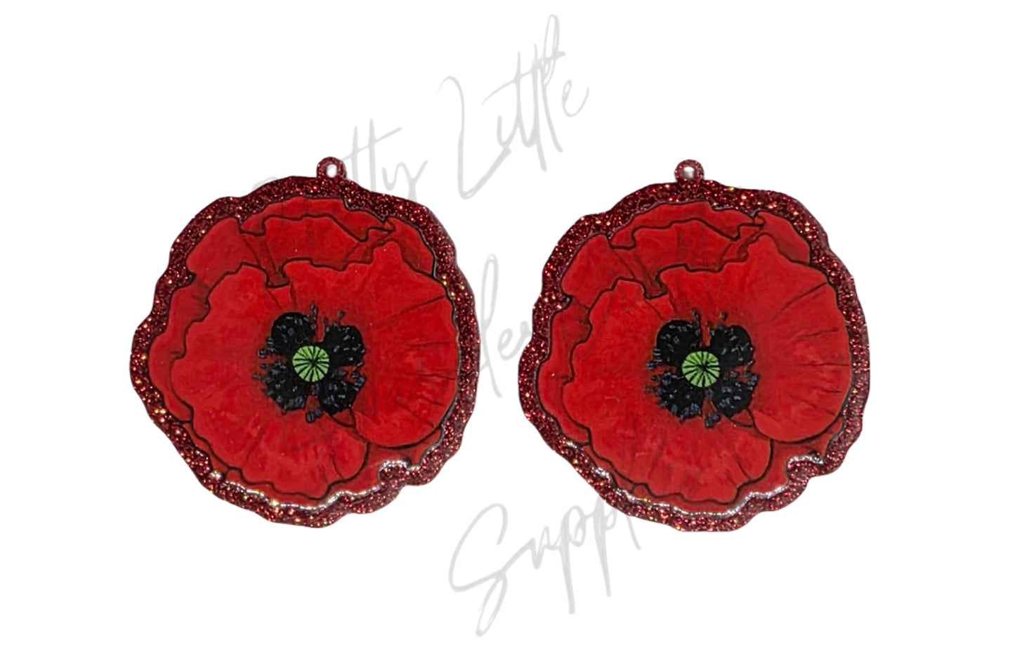 Anzac Poppy - (glitter acrylic with hole)