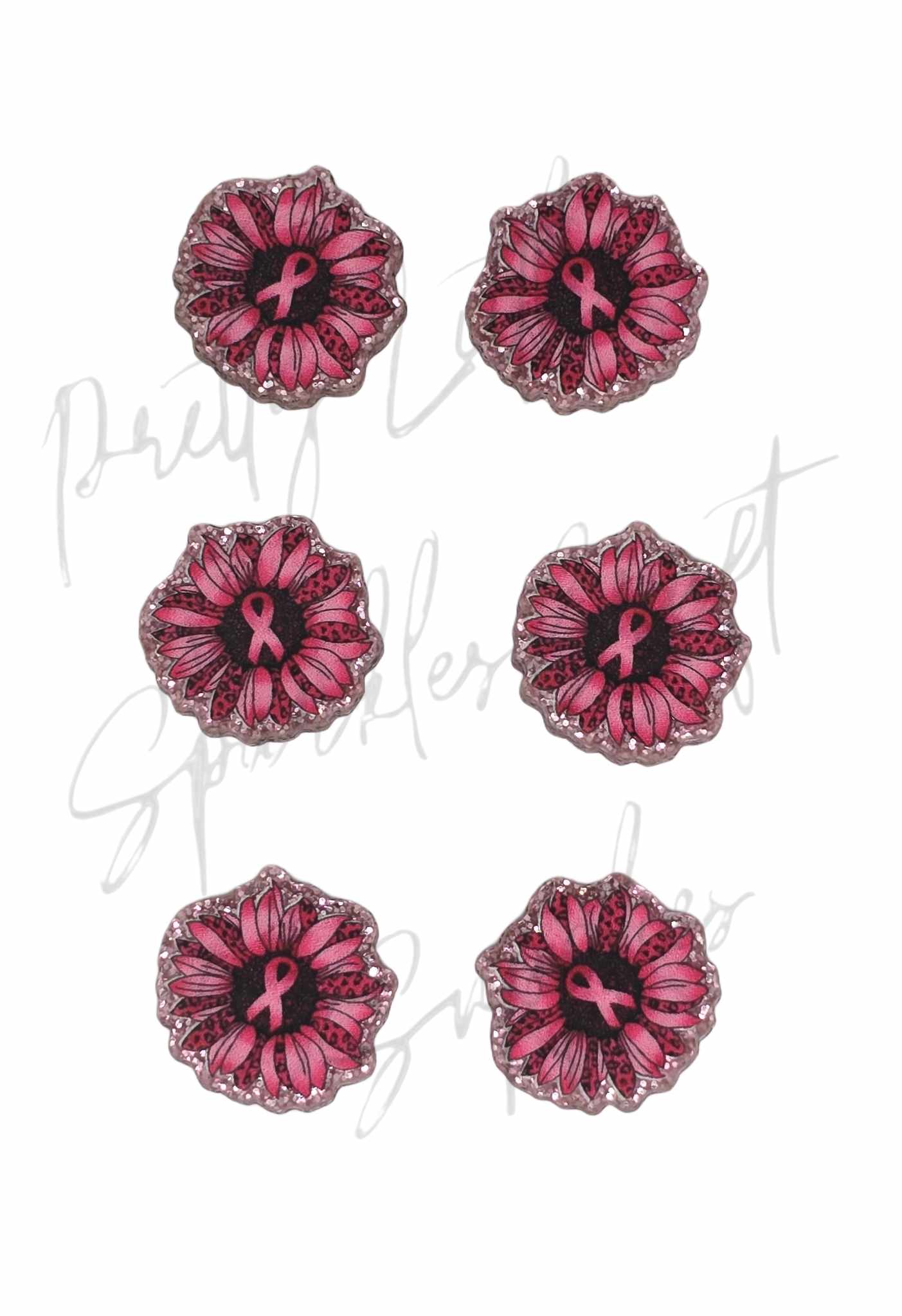 Breast Cancer - Pink Ribbon Sunflower (glitter acrylic)