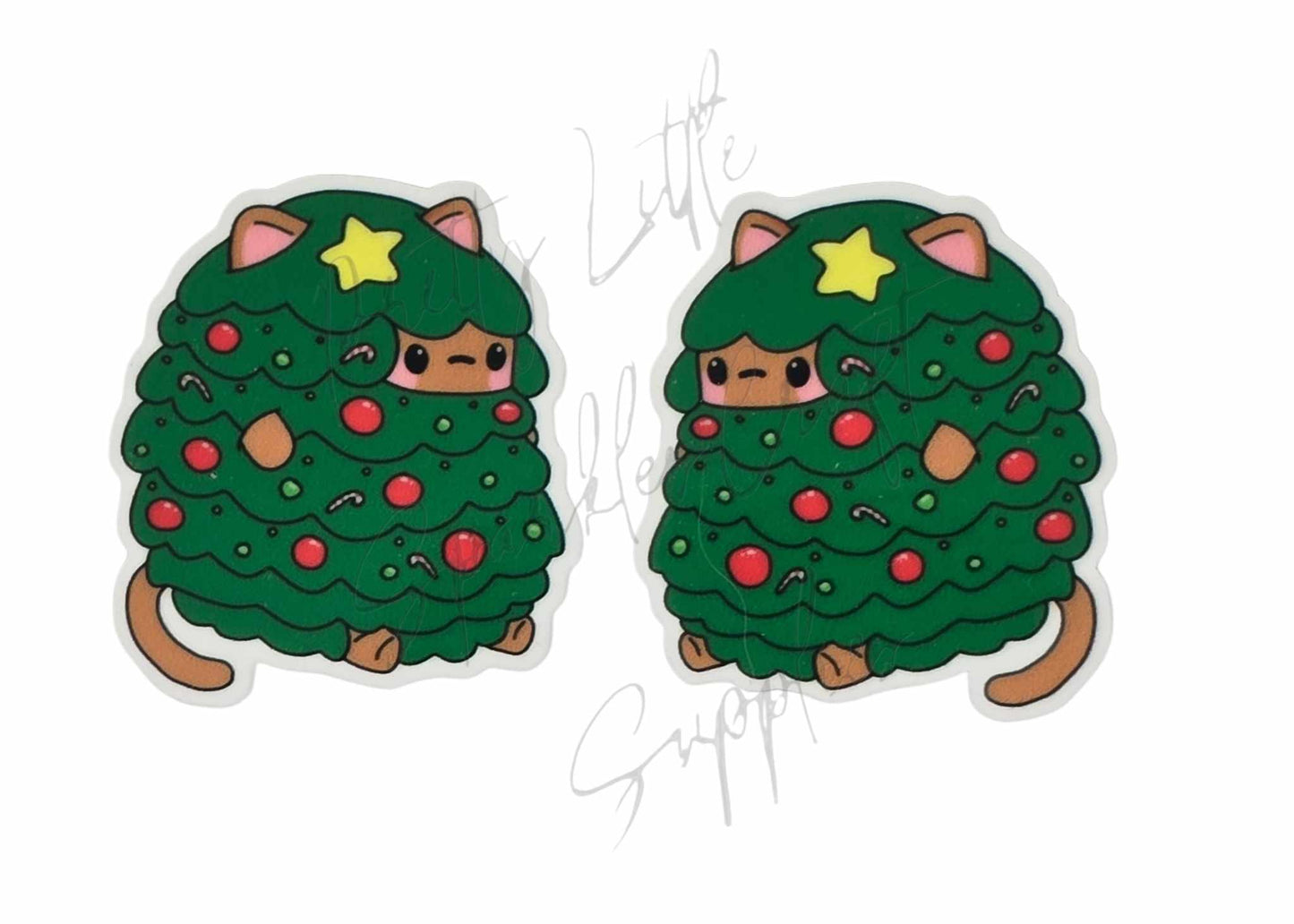 Chubby Kawaii Kitty Chritmas Tree