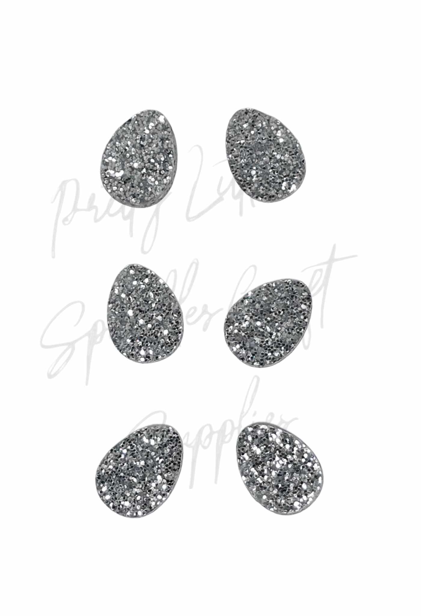 Silver Easter Egg Glitter Acrylic (3 Pairs)