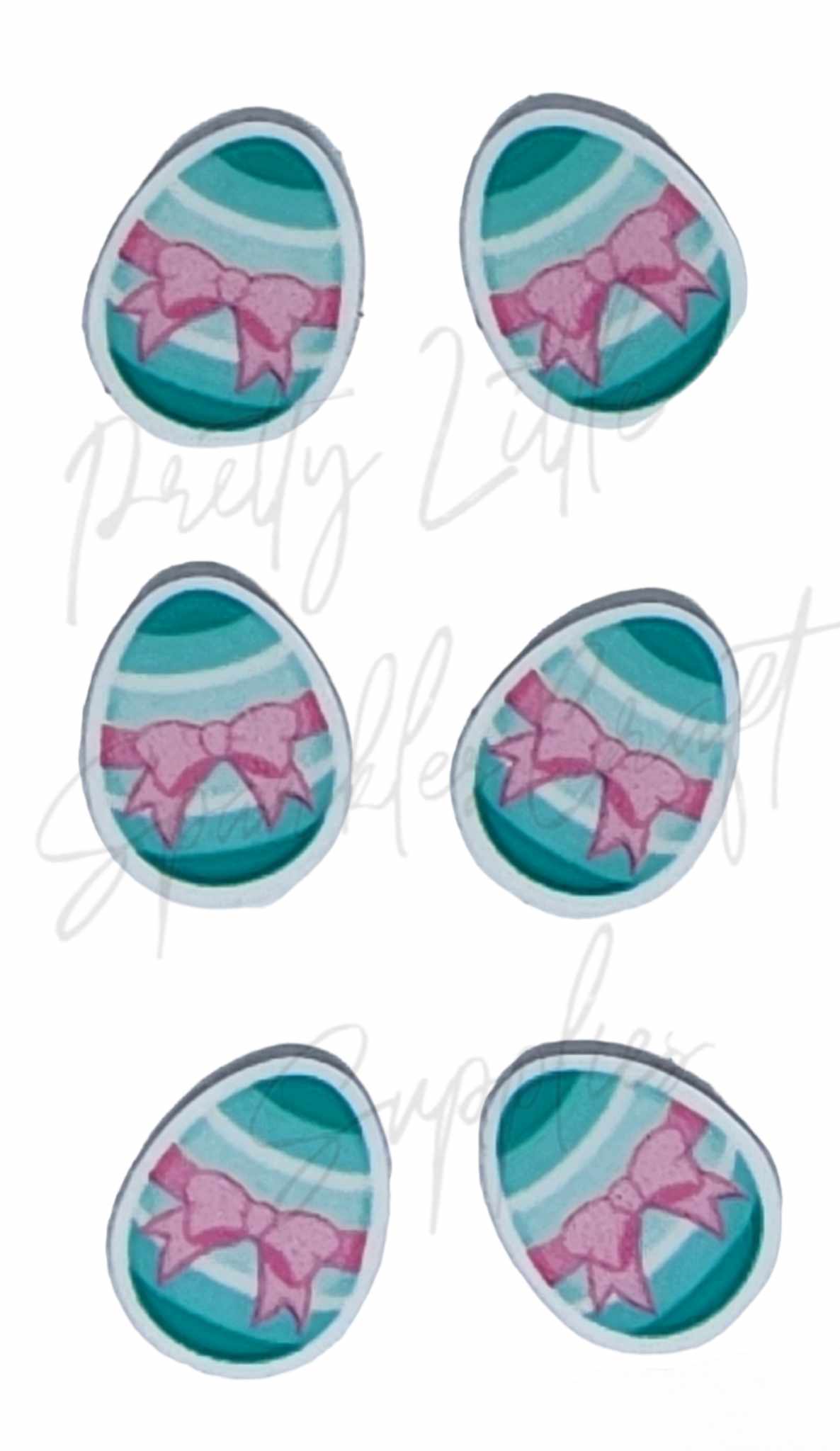 Green Stripe Pink Bow Easter Egg