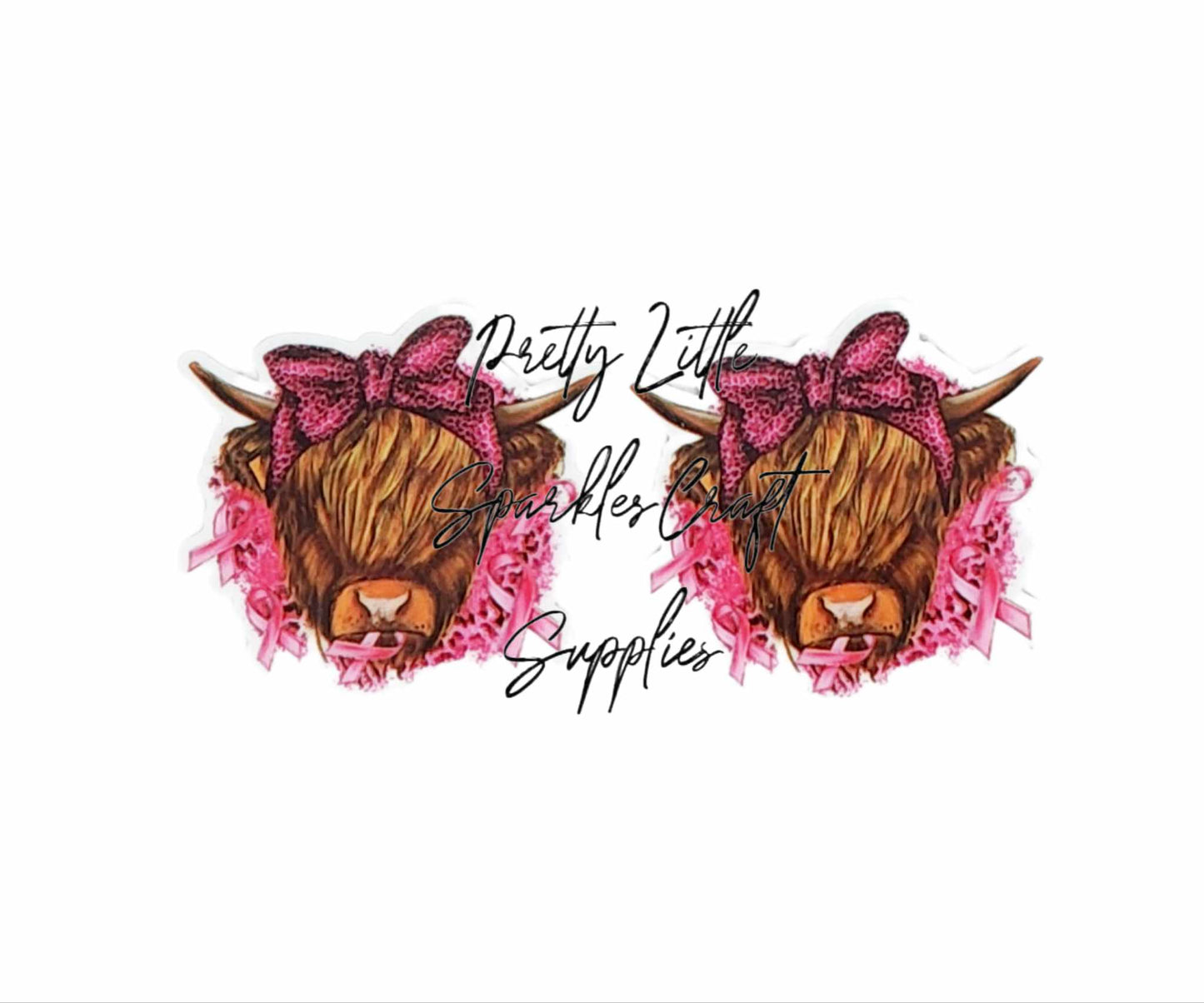 Breast Cancer Pink Ribbon Highland Cow