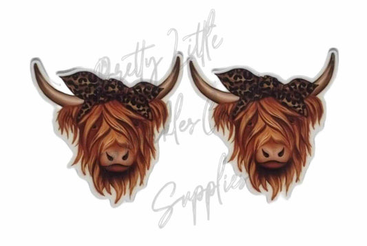 Highland Cow with Leopard Headband