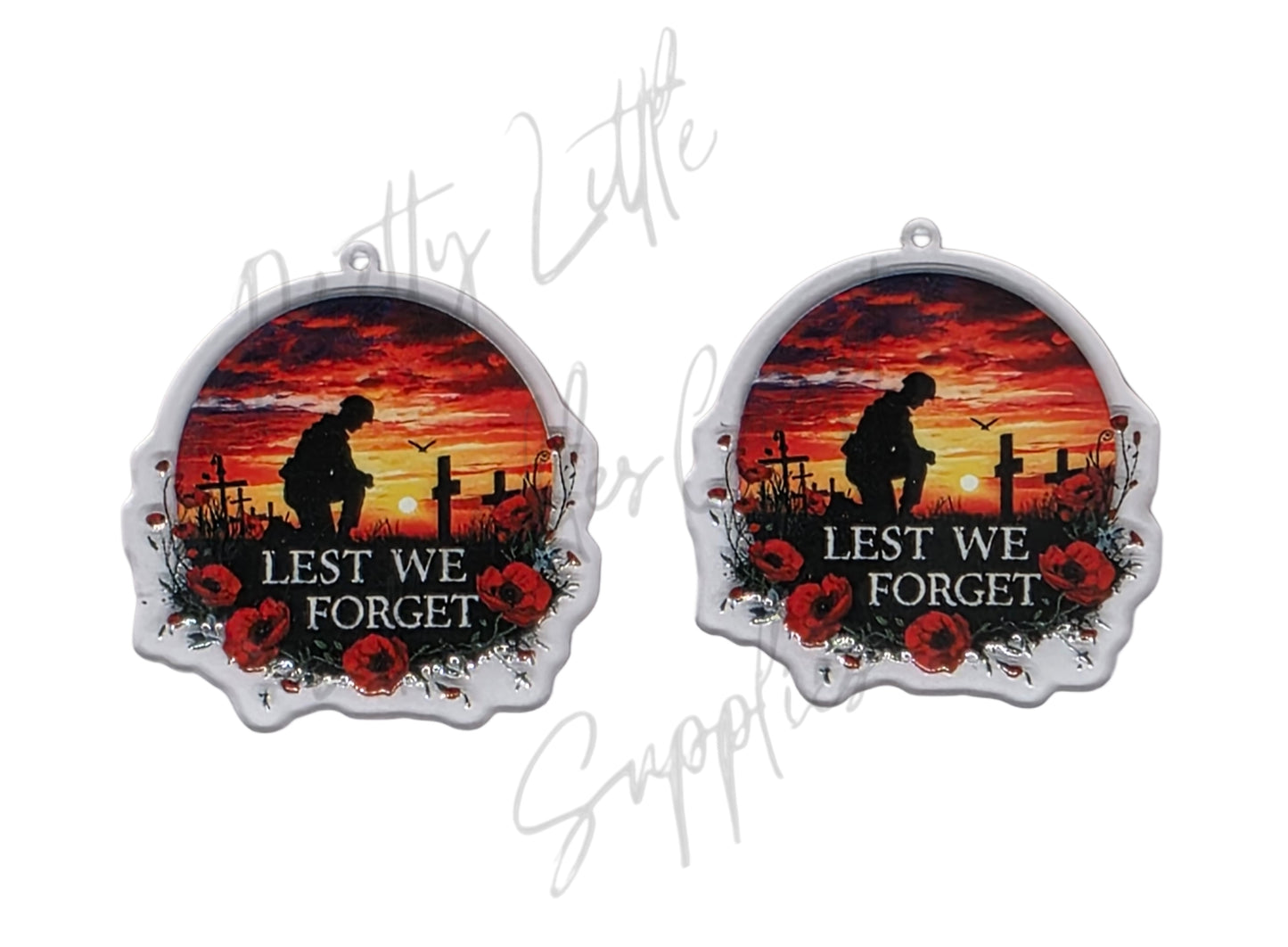 Anzac - Lest We Forget (Acrylic pair with hole)