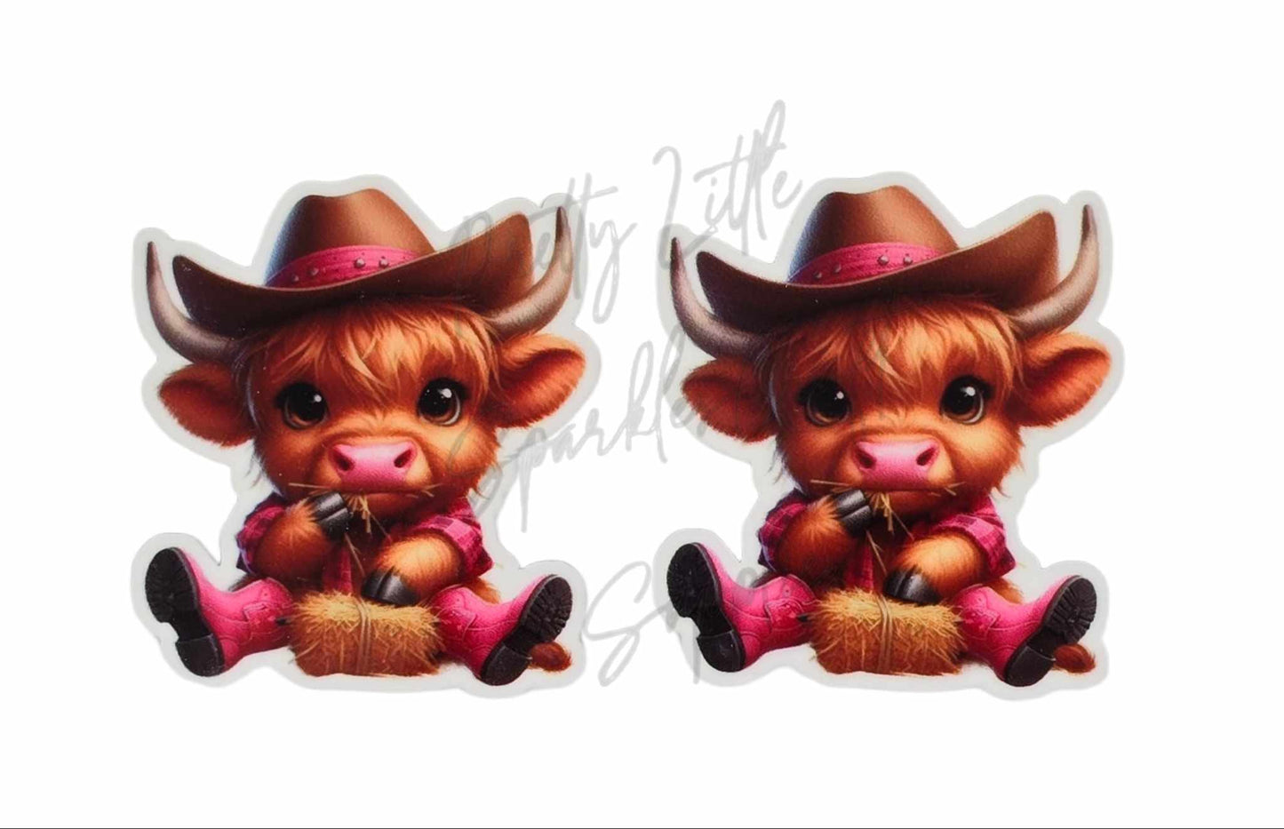 Pink Boots Highland Cow Girl