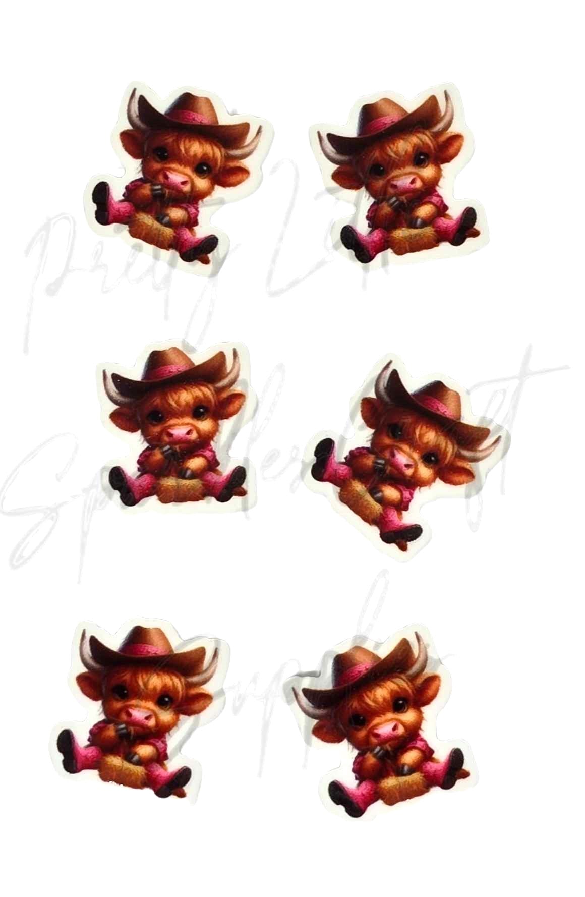 Pink Boots Highland Cow Girl