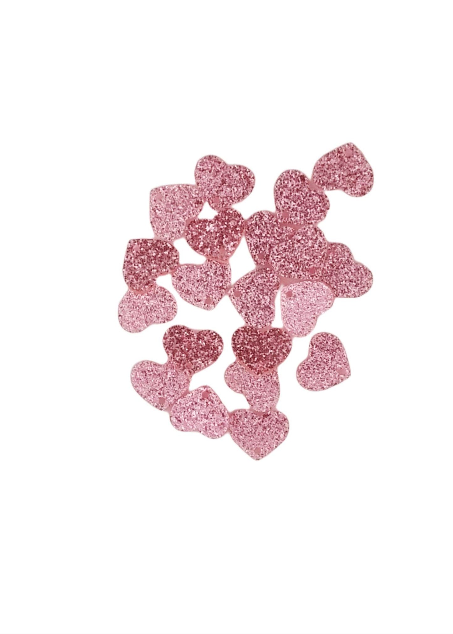Pink Heart Acrylic Glitter Toppers 14mm
