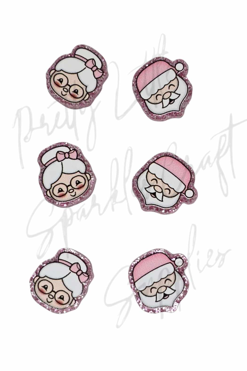 Pink Santa & Mrs Claus (glitter acrylic)