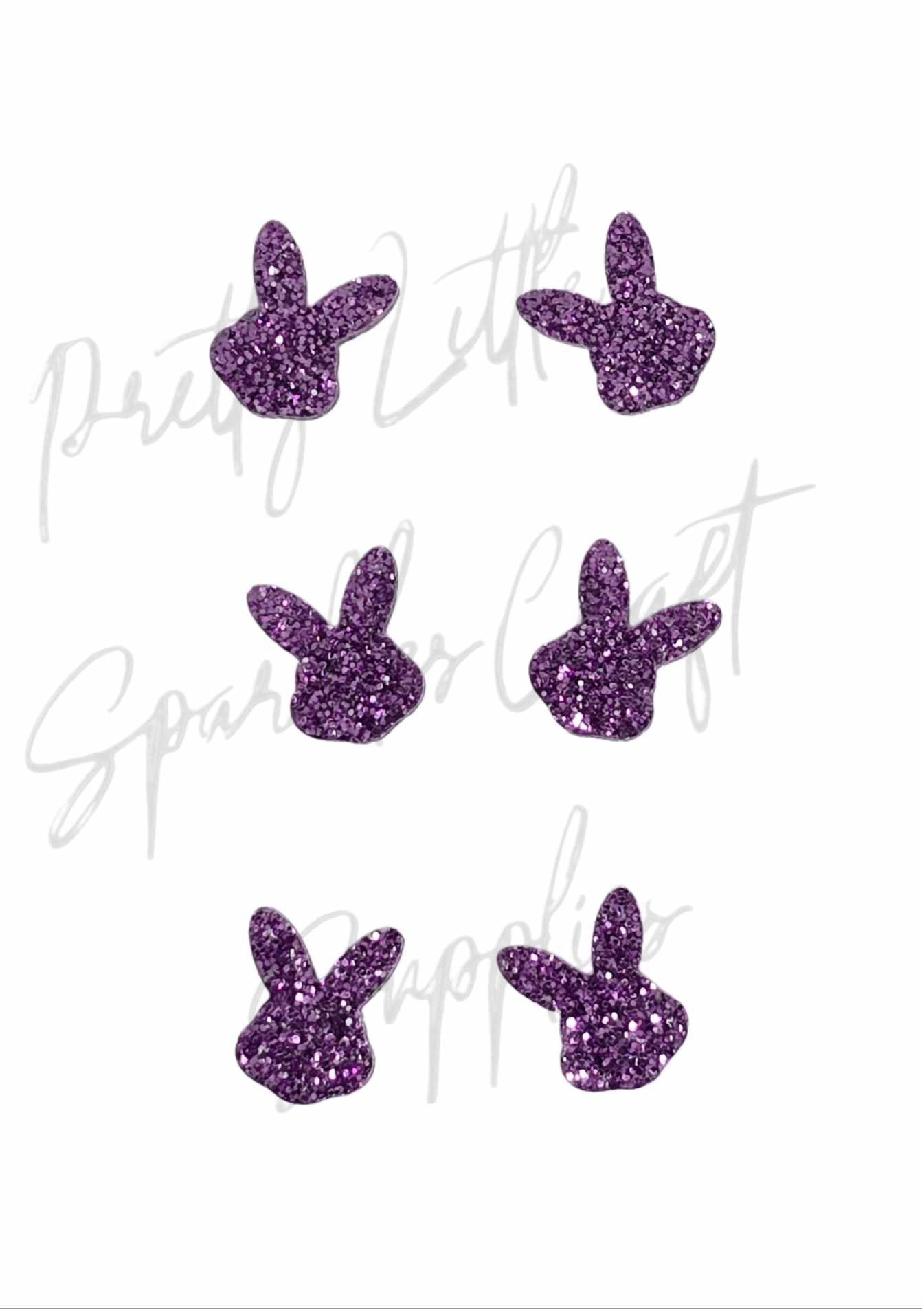 Purple Easter Bunny Head Glitter Acrylic (3 Pairs)
