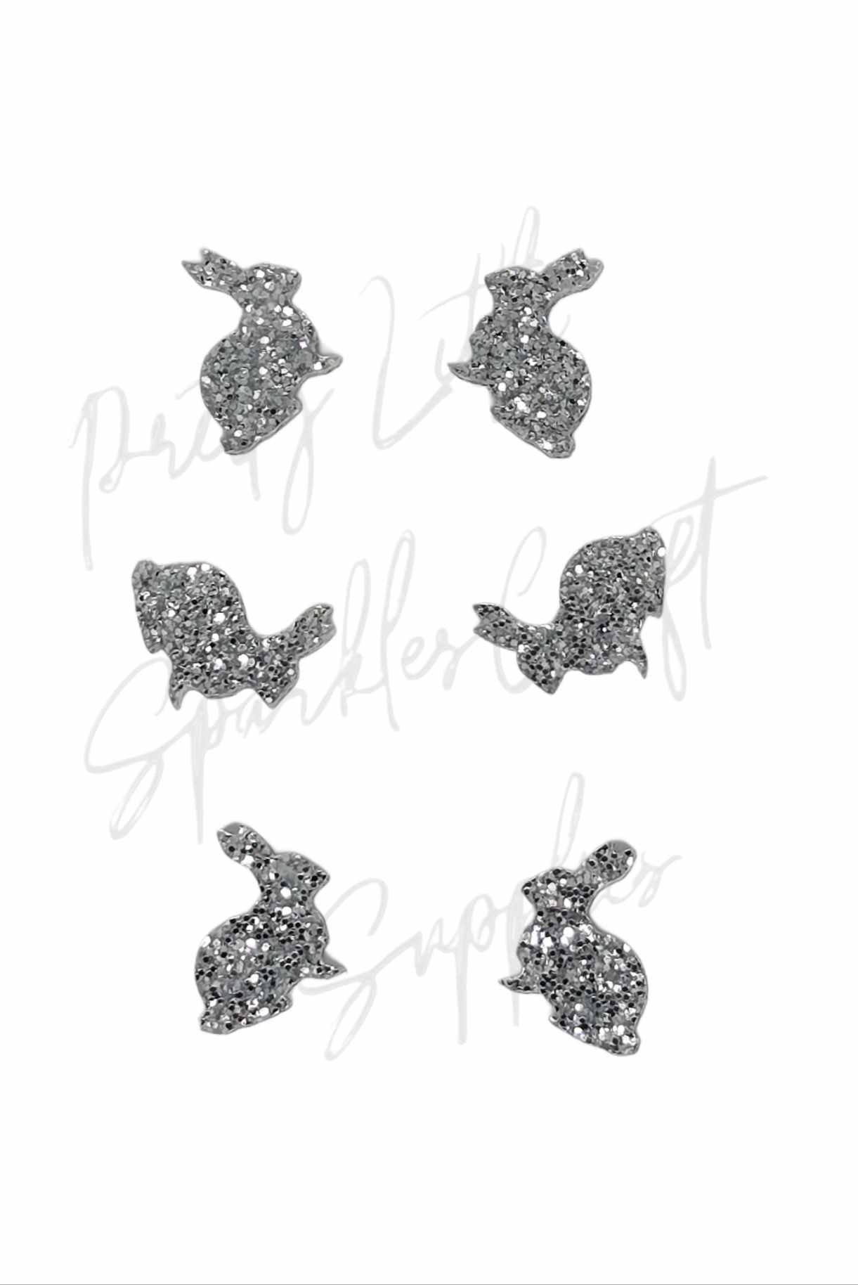 Silver Easter Bunny Glitter Acrylic (3 Pairs)
