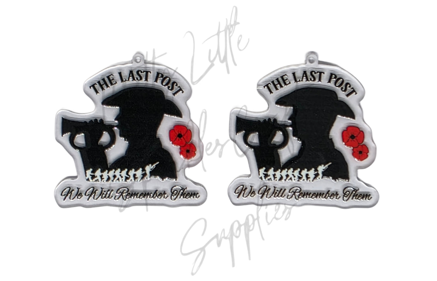 Anzac - The Last Post We Will Remember Them (Acrylic pair with hole)