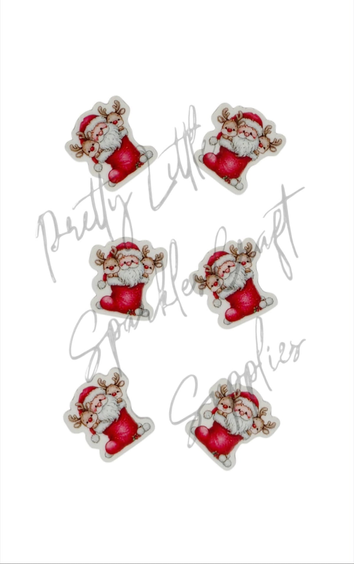 Whimsical Santa & Rudolph in Christmas Stocking
