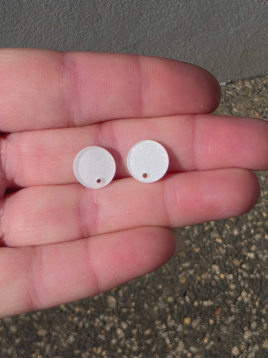 White Round Acrylic Glitter Toppers 12mm