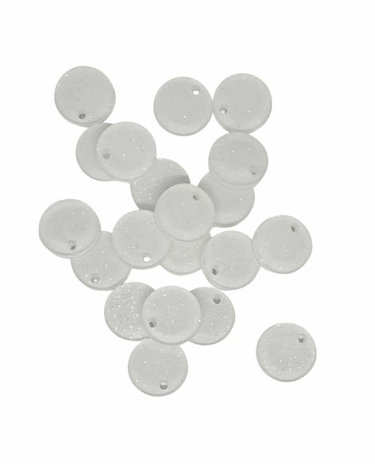 White Round Acrylic Glitter Toppers 12mm