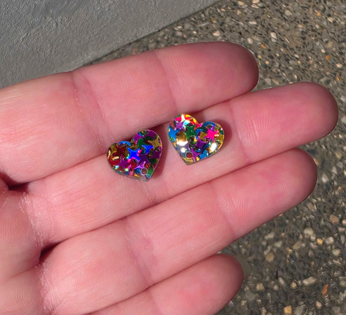 Rainbow Star Heart Acrylic Glitter Toppers 14mm
