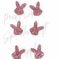 Pink Easter Bunny Head Glitter Acrylic (3 Pairs)