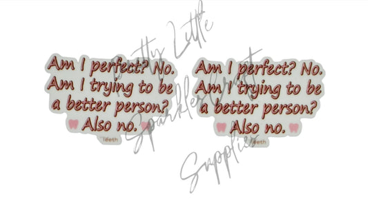 Am I Perfect No Am I Trying to Be  A Better Person Also No
