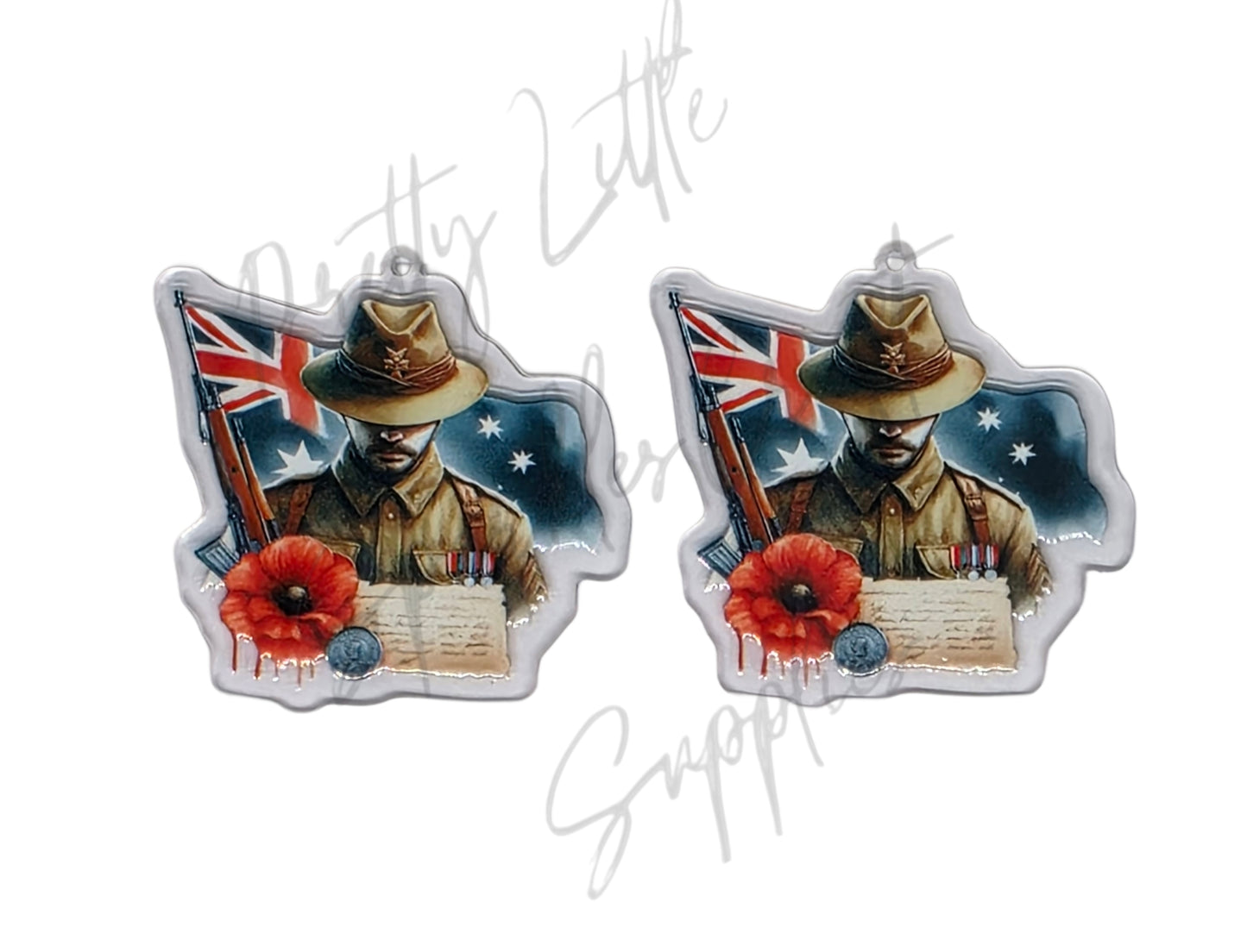 Anzac - Australian Soldier (Acrylic pair with hole)
