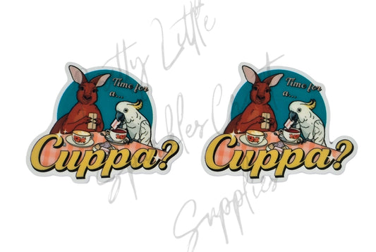 Australian Theme Kangaroo & Cockatoo Having a Cuppa