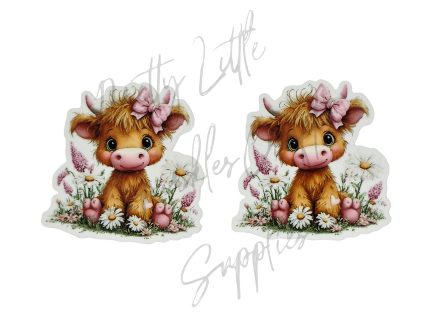 Baby Pink Bow Highland Cow