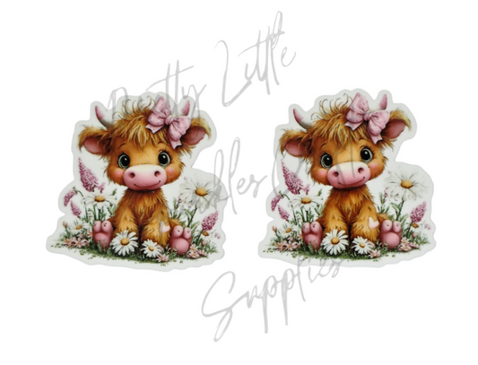 Baby Pink Bow Highland Cow
