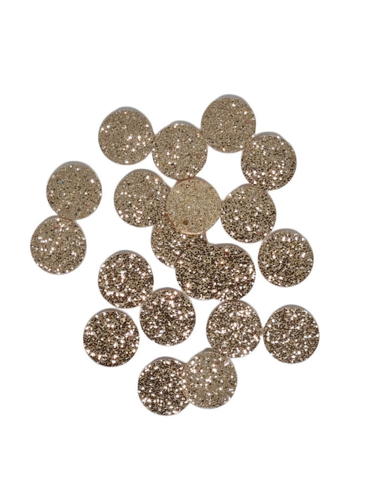 Champagne Round Acrylic Glitter Toppers 14mm