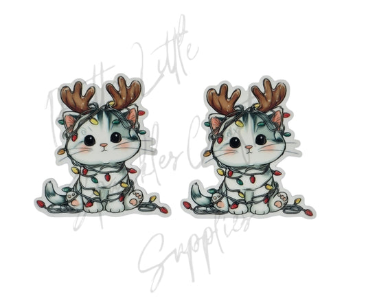 Christmas Lights Reindeer Cat