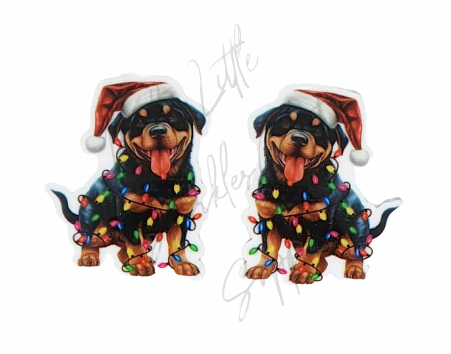 Christmas Lights Rottweiler Dog