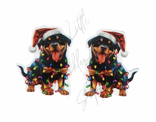 Christmas Lights Rottweiler Dog