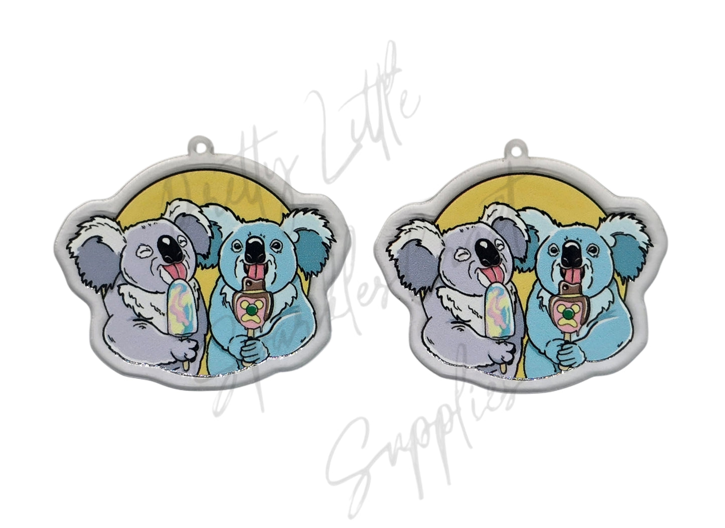 Australian Theme - Koala with VB Can (Acrylic pair with hole)
