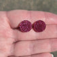 BULK!! NEW STYLE Magenta Round Acrylic Glitter Toppers 14mm pk 100