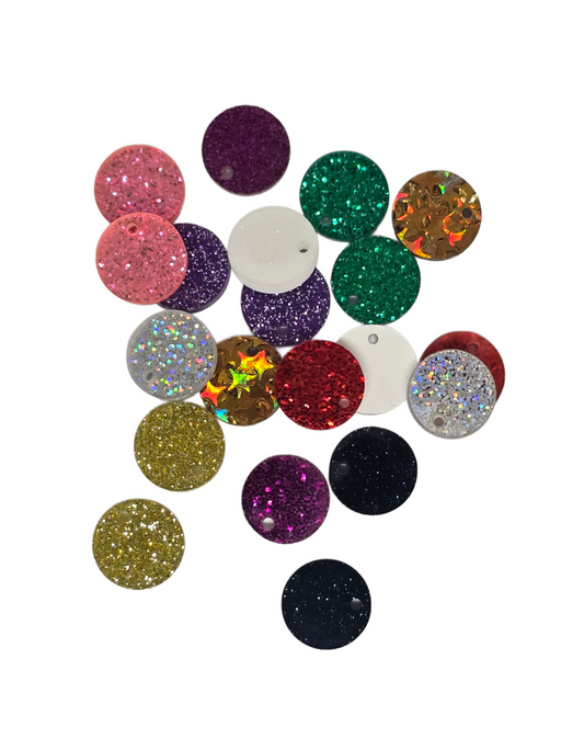 Sample Pack 1 Round Acrylic Glitter Toppers 12mm