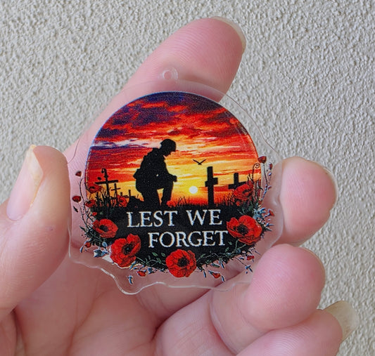 Anzac - Lest We Forget (Acrylic pair with hole)