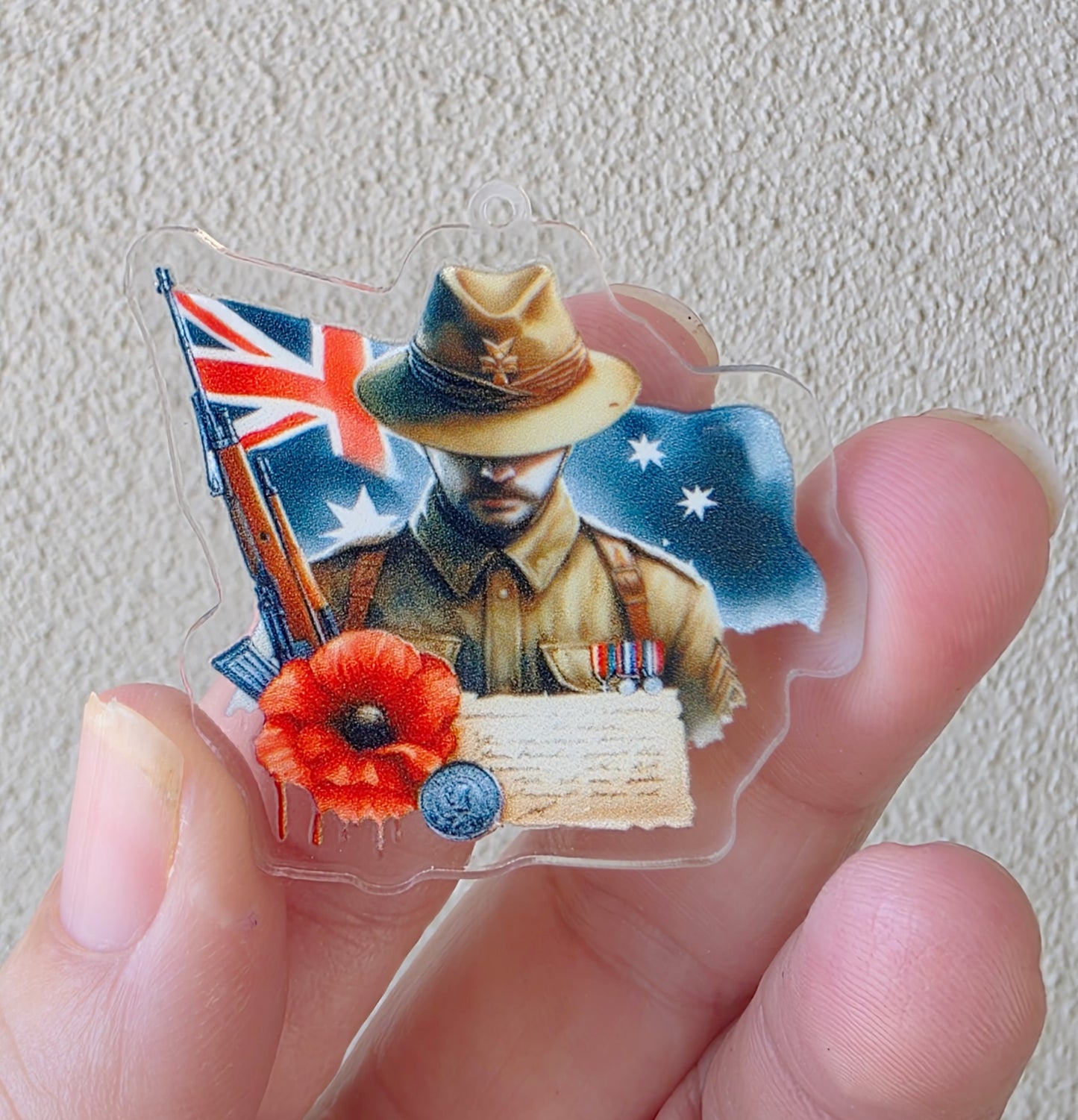Anzac - Australian Soldier (Acrylic pair with hole)