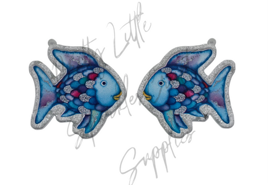 Rainbow Fish - (clear acrylic with glitter and stars with hole)