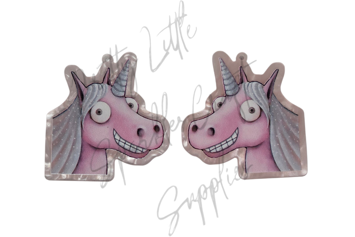 Thelma the Unicorn - (pearl pink marble acrylic with hole)