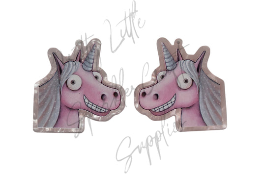 Thelma the Unicorn - (pearl pink marble acrylic with hole)