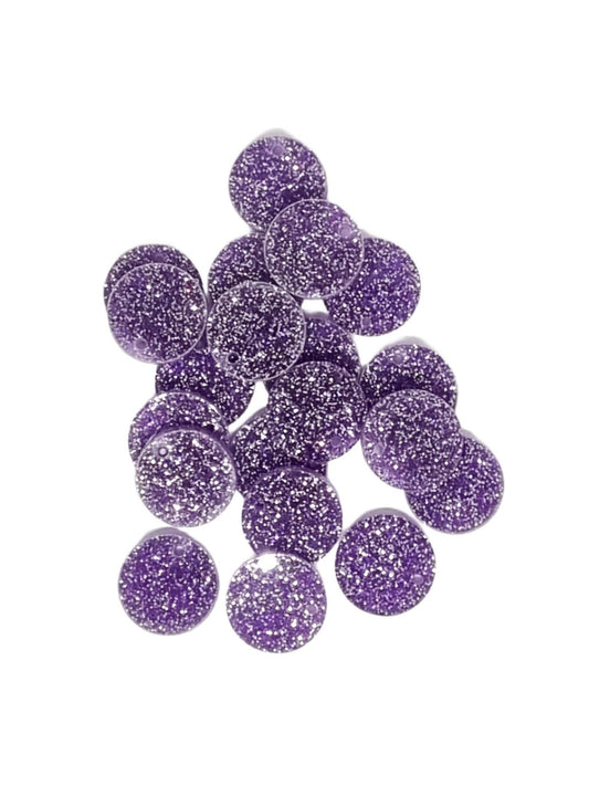 Purple Round Acrylic Glitter Toppers 14mm