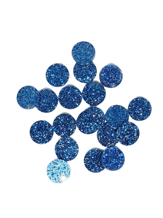 Royal Blue Round Acrylic Glitter Toppers 14mm