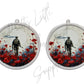 Anzac - Soldier Walking Through Poppy Fields (Acrylic pair with hole)