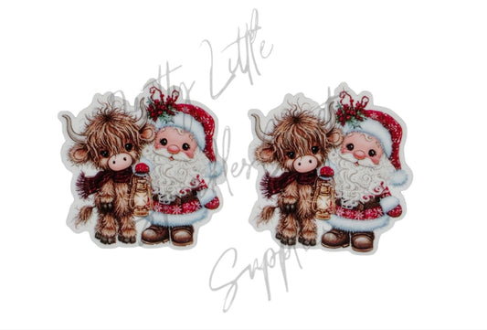 Whimsical Santa & Highland Cow