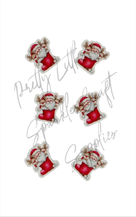 Whimsical Santa & Rudolph in Christmas Stocking