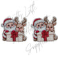 Whimsical Santa & Rudolph with Present